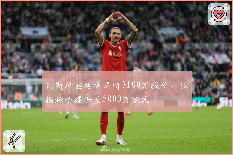 瓦斯科拒绝泽尼特3100万报价,拉扬标价提升至5000万欧元